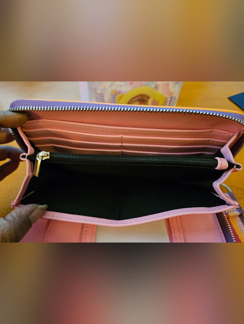 Betsey Johnson Quilted Pink Wallet Clutch with Orange Trim - Picture 4 of 4